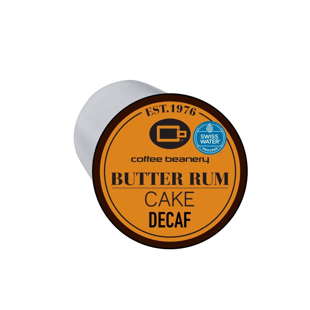 Coffee Beanery Single Cups Decaf Butter Rum Cake Coffee Pod