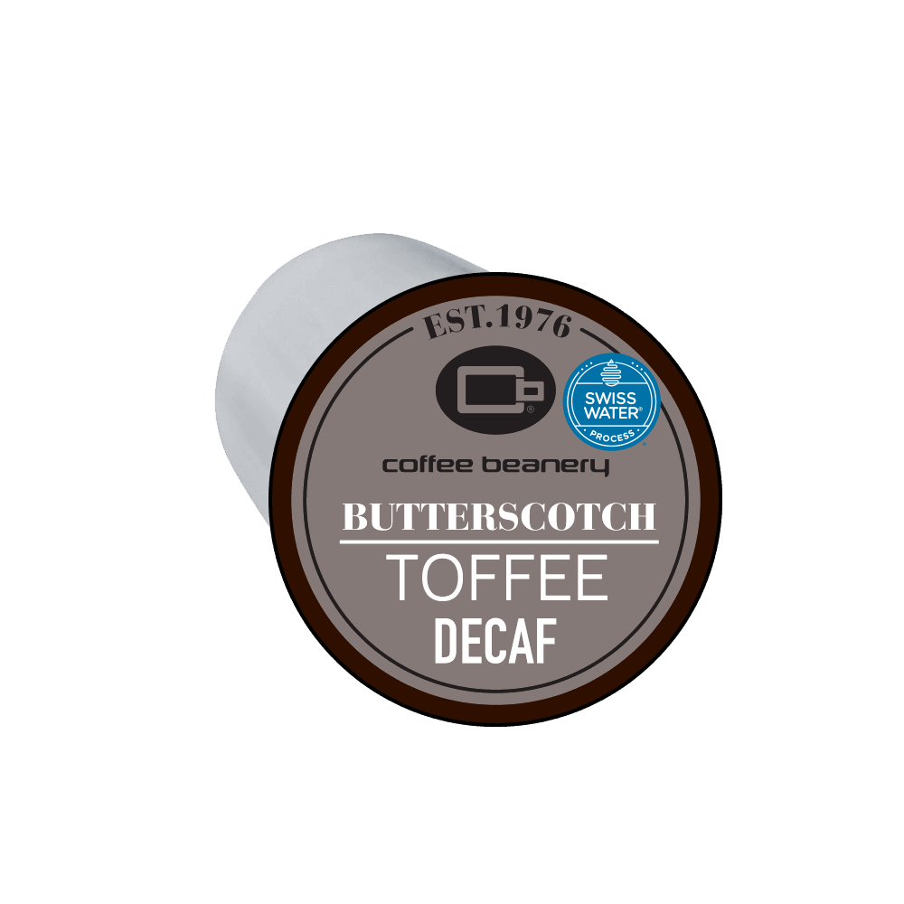 Coffee Beanery Single Cups Decaf Butterscotch Toffee Cake Coffee Pod
