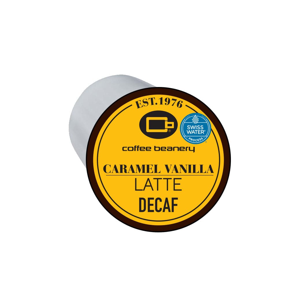Coffee Beanery Single Cups Decaf Caramel Vanilla Latte Coffee Pod