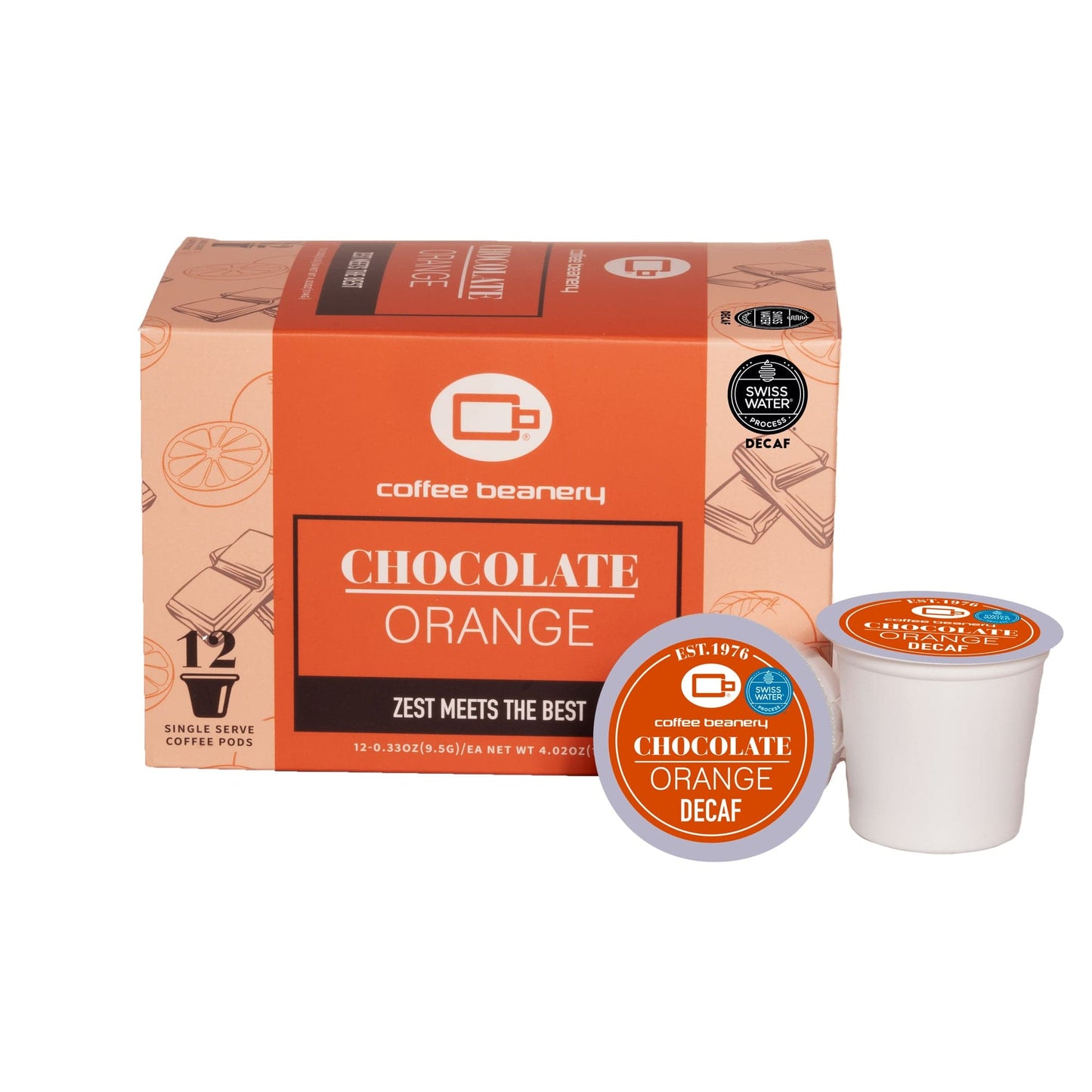 Free Standard Shipping* Flavored Coffee 12ct Pods / Automatic Drip Chocolate Orange Swiss Water Process Decaf Flavored Coffee