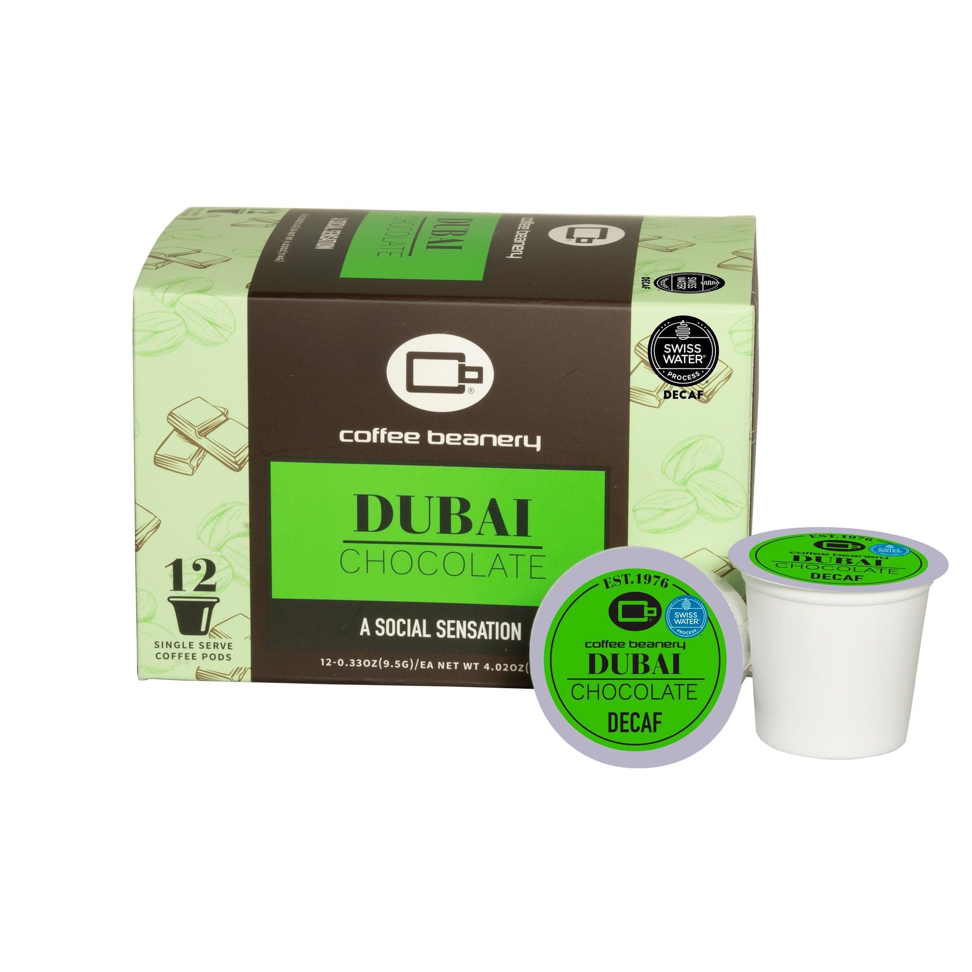 Free Standard Shipping* Flavored Coffee 12ct Pods / Automatic Drip Dubai Chocolate Swiss Water Process Decaf Flavored Coffee