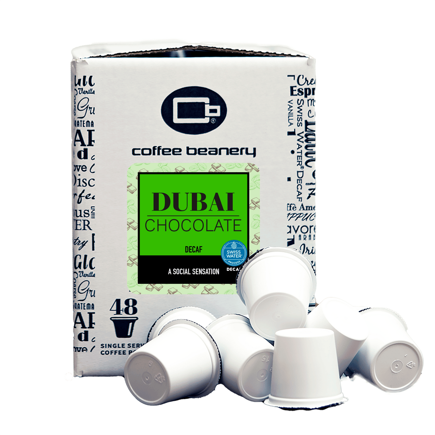 Free Standard Shipping* Flavored Coffee 48ct Bulk Pods / Automatic Drip Dubai Chocolate Swiss Water Process Decaf Flavored Coffee
