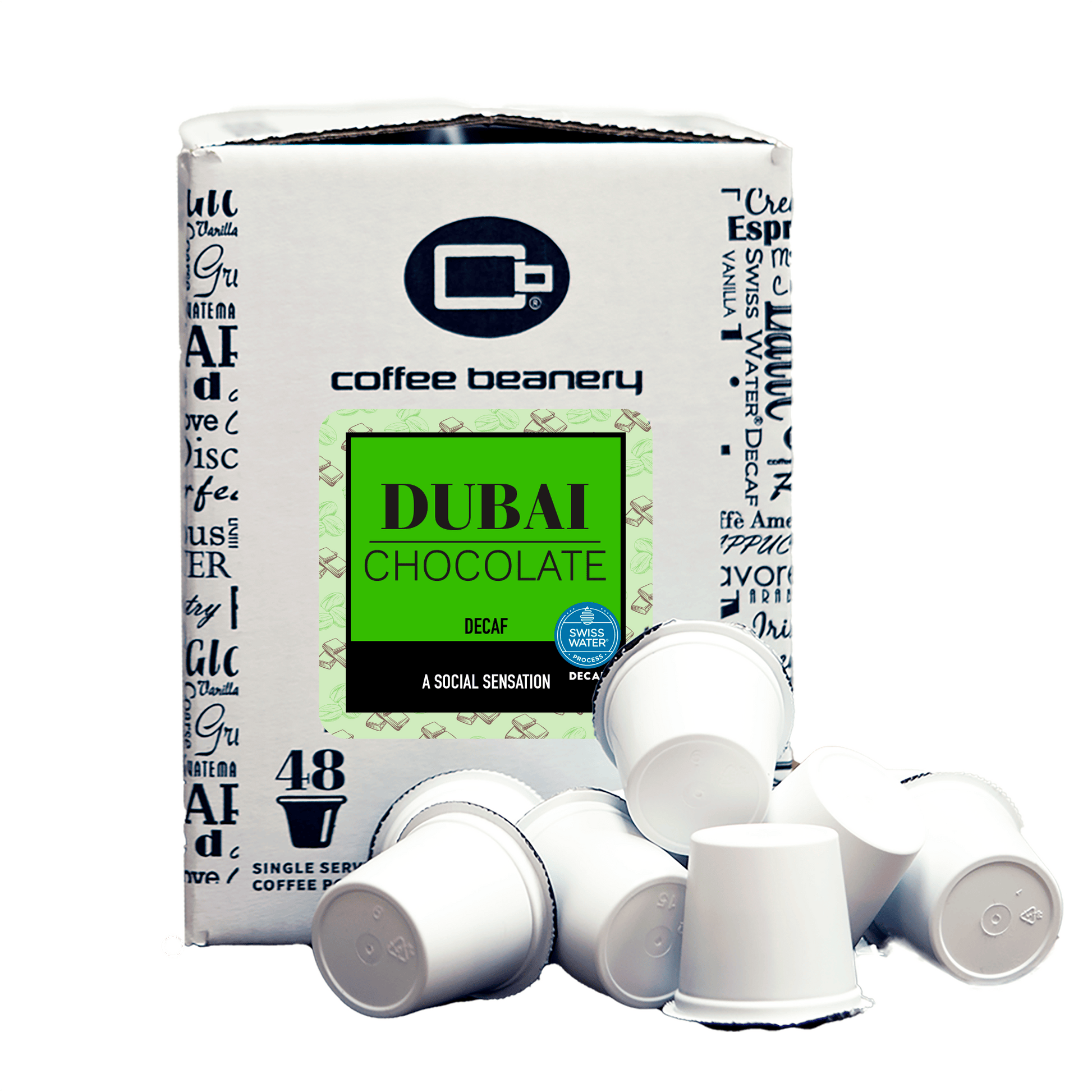 Free Standard Shipping* Flavored Coffee 48ct Bulk Pods / Automatic Drip Dubai Chocolate Swiss Water Process Decaf Flavored Coffee