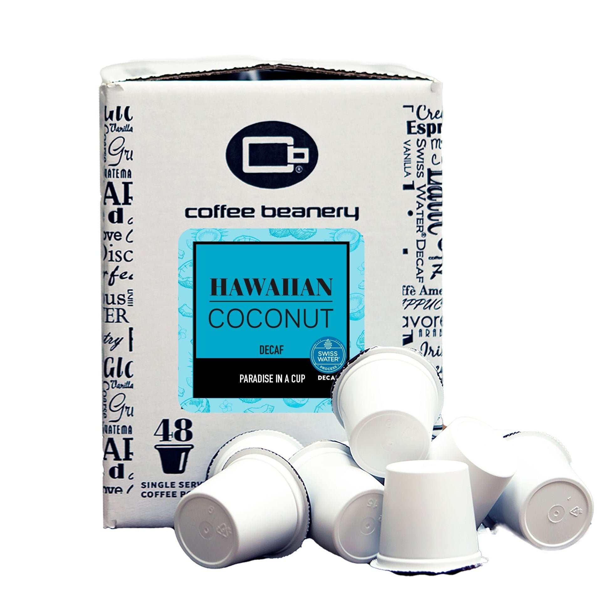 Free Standard Shipping* Flavored Coffee Decaf / 48ct Bulk Pods / Automatic Drip Hawaiian Coconut Coffee