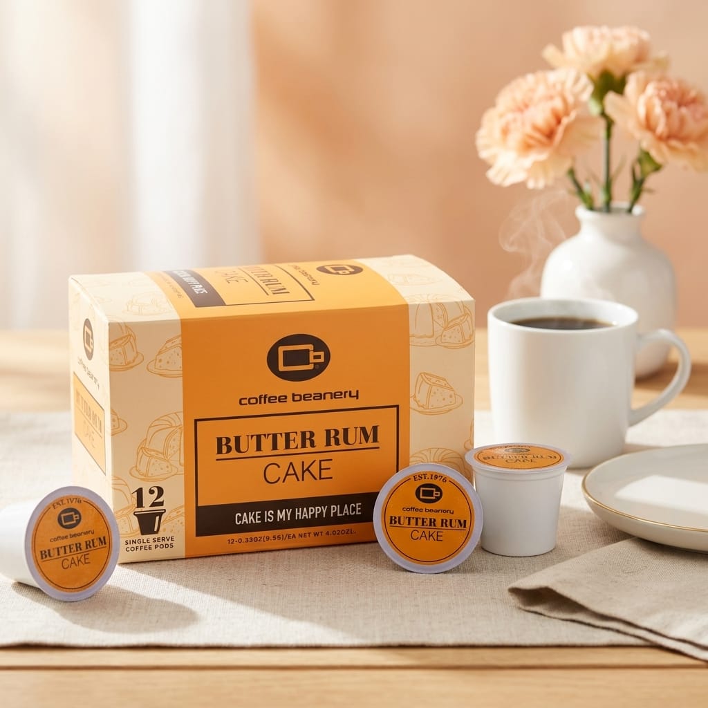 Free Standard Shipping* Flavored Coffee Pods Butter Rum Cake Flavored Coffee Pods