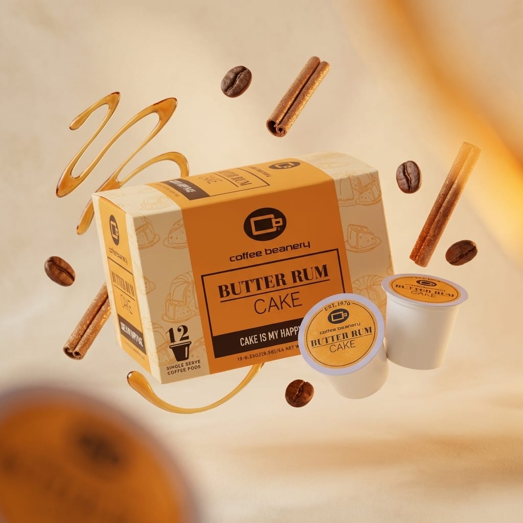 Free Standard Shipping* Flavored Coffee Pods Butter Rum Cake Flavored Coffee Pods