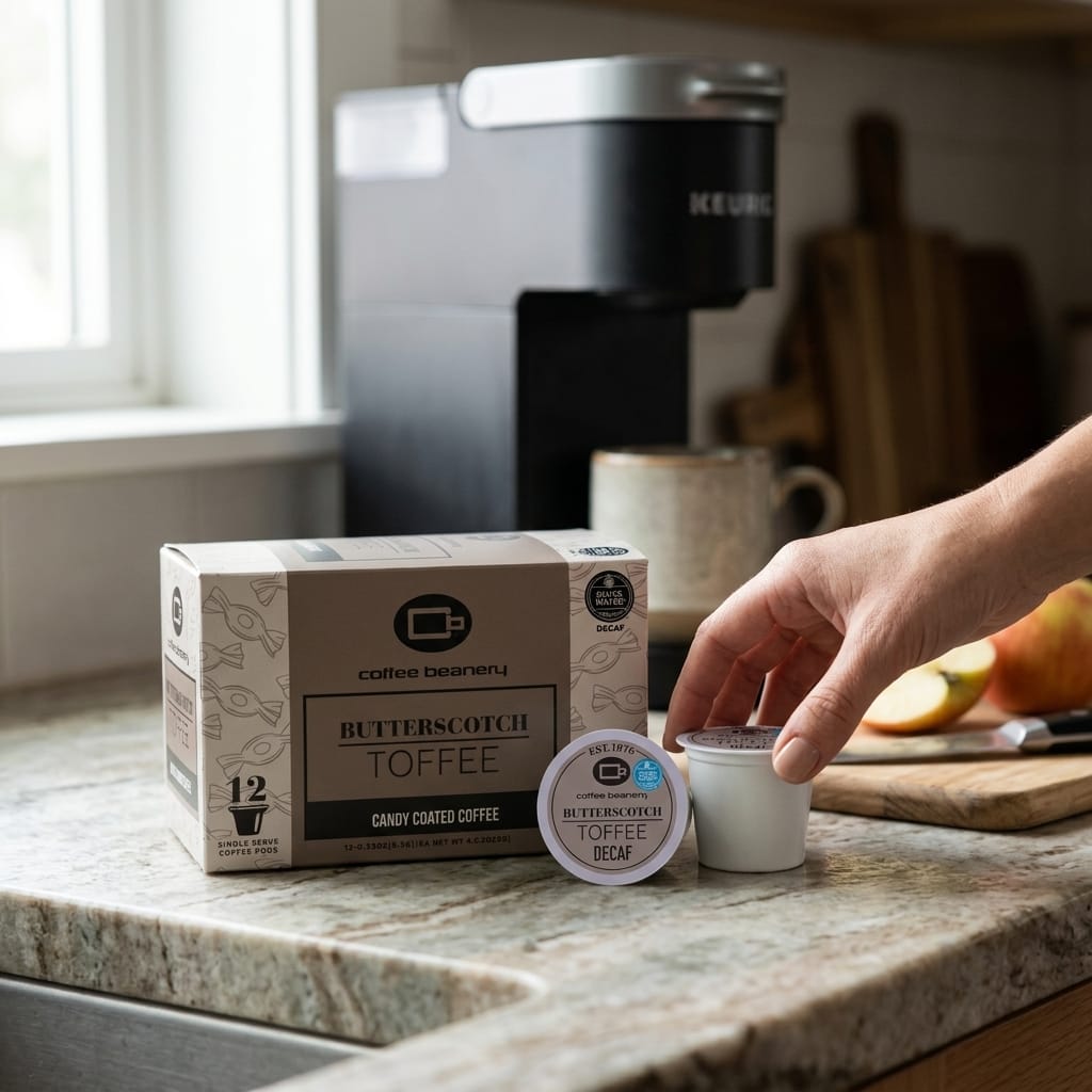 Free Standard Shipping* Flavored Coffee Pods Butterscotch Toffee Flavored Coffee Pods