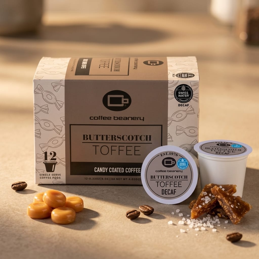 Free Standard Shipping* Flavored Coffee Pods Butterscotch Toffee Flavored Coffee Pods