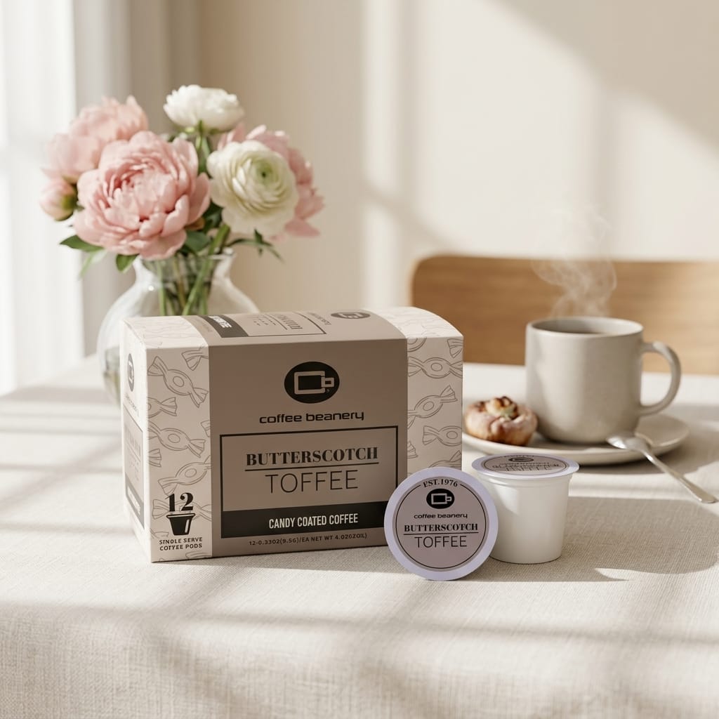 Free Standard Shipping* Flavored Coffee Pods Butterscotch Toffee Flavored Coffee Pods