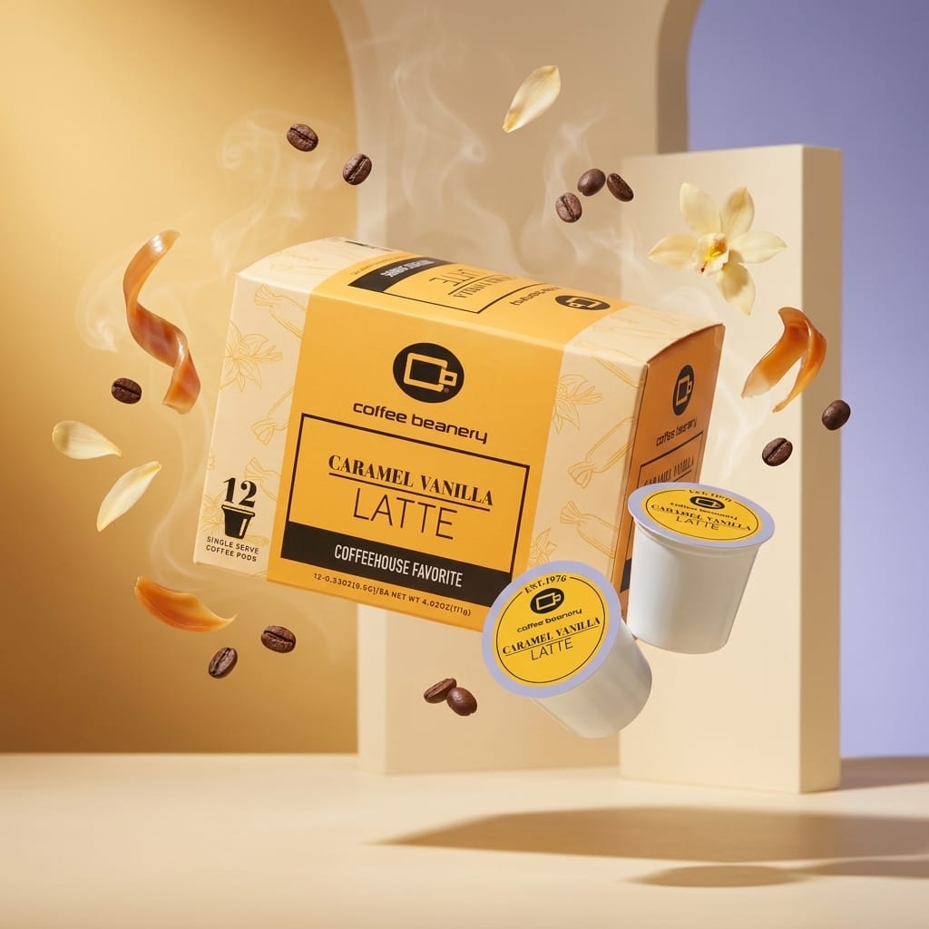 Free Standard Shipping* Flavored Coffee Pods Caramel Vanilla Latte Flavored Coffee Pods