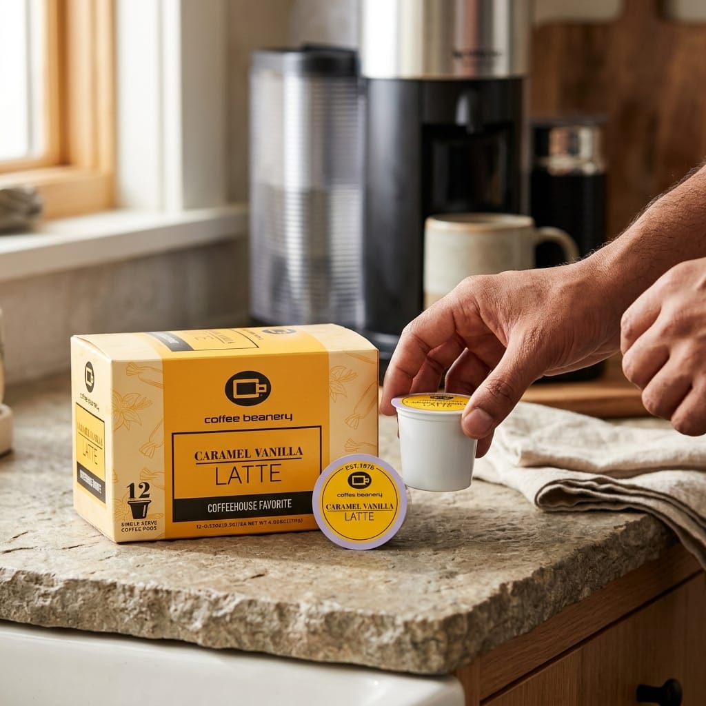 Free Standard Shipping* Flavored Coffee Pods Caramel Vanilla Latte Flavored Coffee Pods