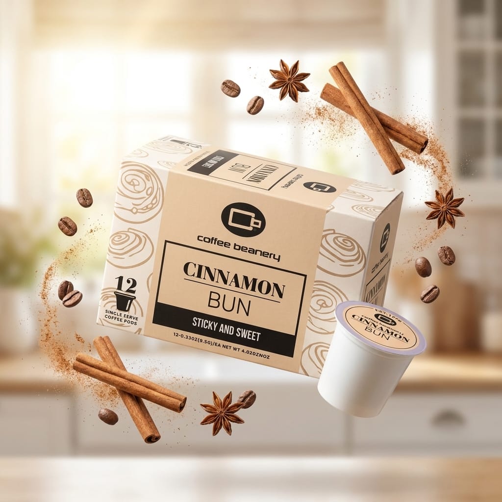 Free Standard Shipping* Flavored Coffee Pods Cinnamon Bun Flavored Coffee Pods