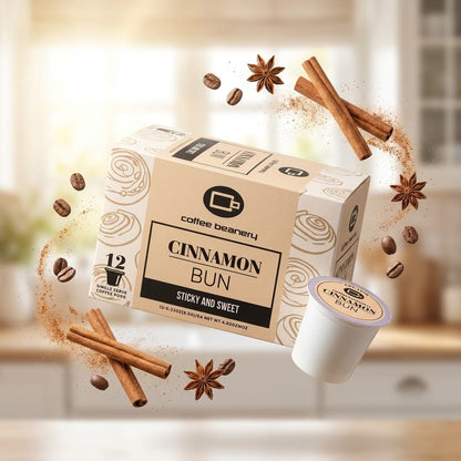 Free Standard Shipping* Flavored Coffee Pods Cinnamon Bun Flavored Coffee Pods