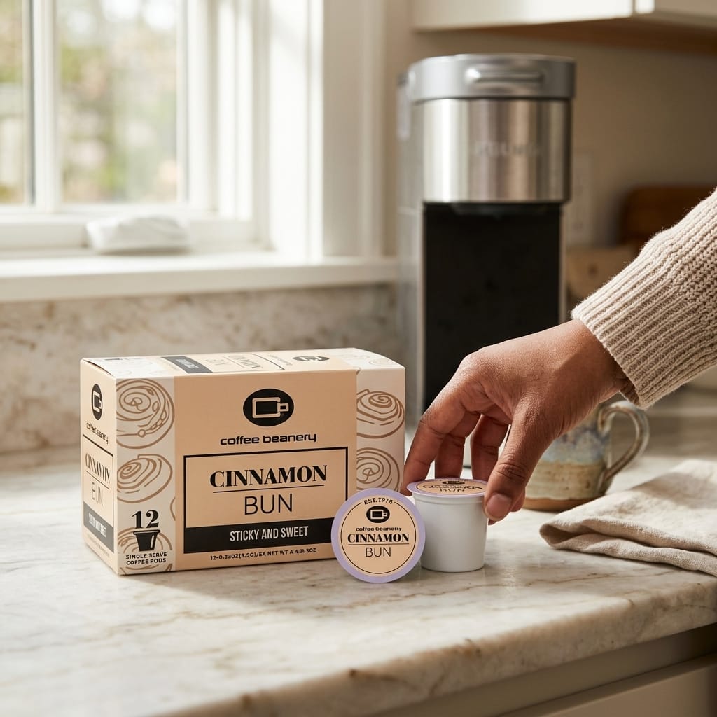 Free Standard Shipping* Flavored Coffee Pods Cinnamon Bun Flavored Coffee Pods
