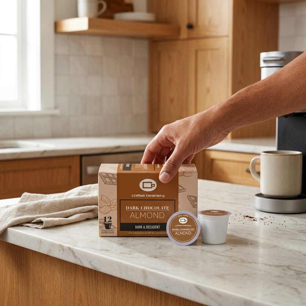 Free Standard Shipping* Flavored Coffee Pods Dark Chocolate Almond Coffee Pods