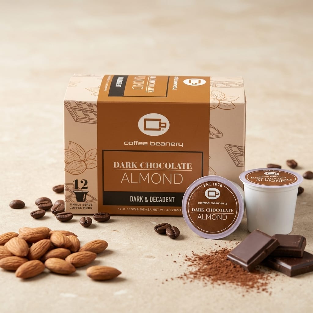 Free Standard Shipping* Flavored Coffee Pods Dark Chocolate Almond Coffee Pods