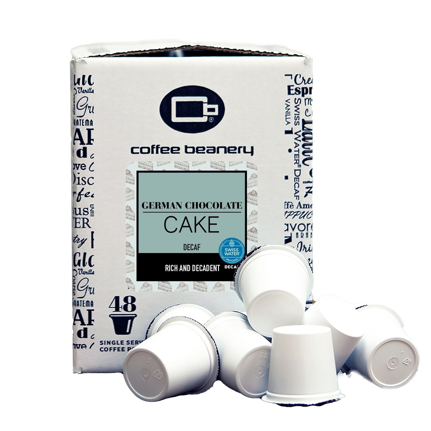 Free Standard Shipping* Flavored Coffee Pods Decaf / 48ct Bulk Pods German Chocolate Cake Flavored Coffee Pods