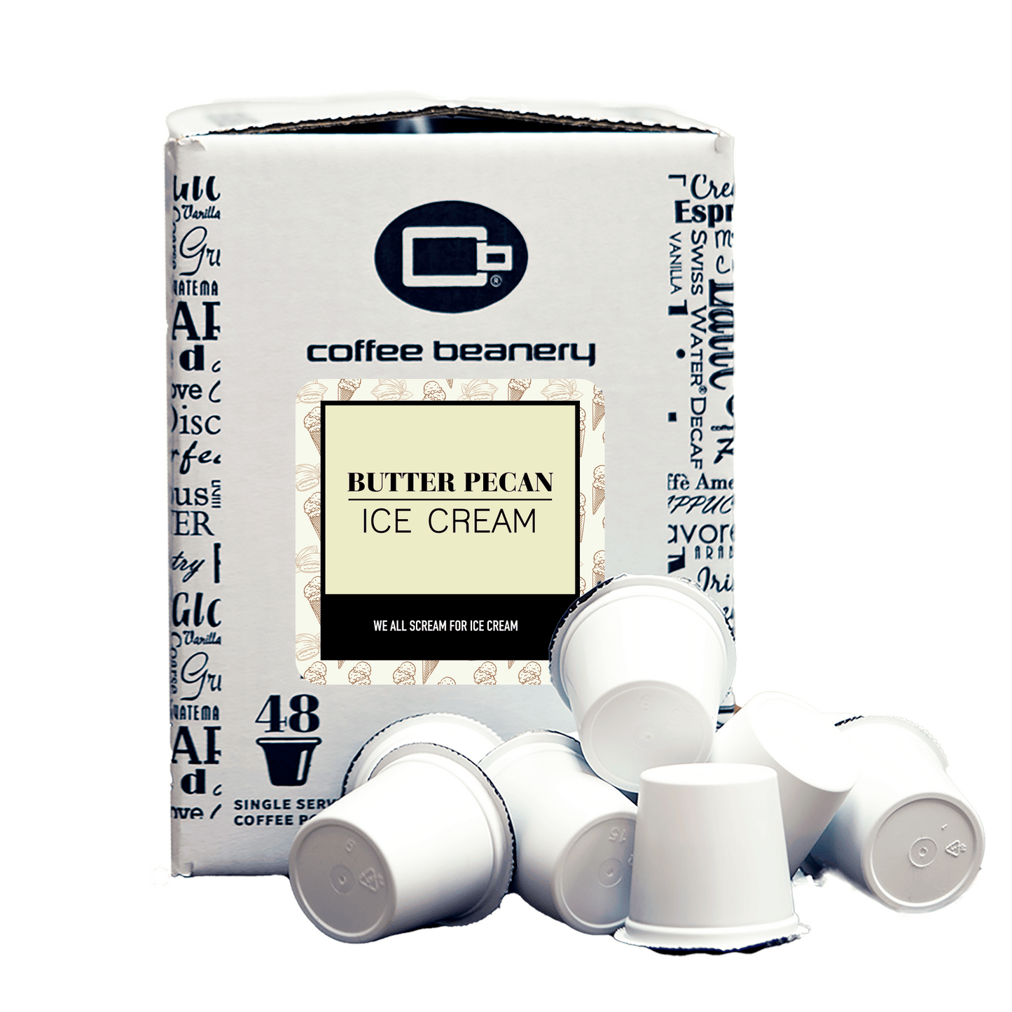 Free Standard Shipping* Flavored Coffee Pods Regular / 48ct Bulk Pods Butter Pecan Ice Cream Flavored Coffee Pods