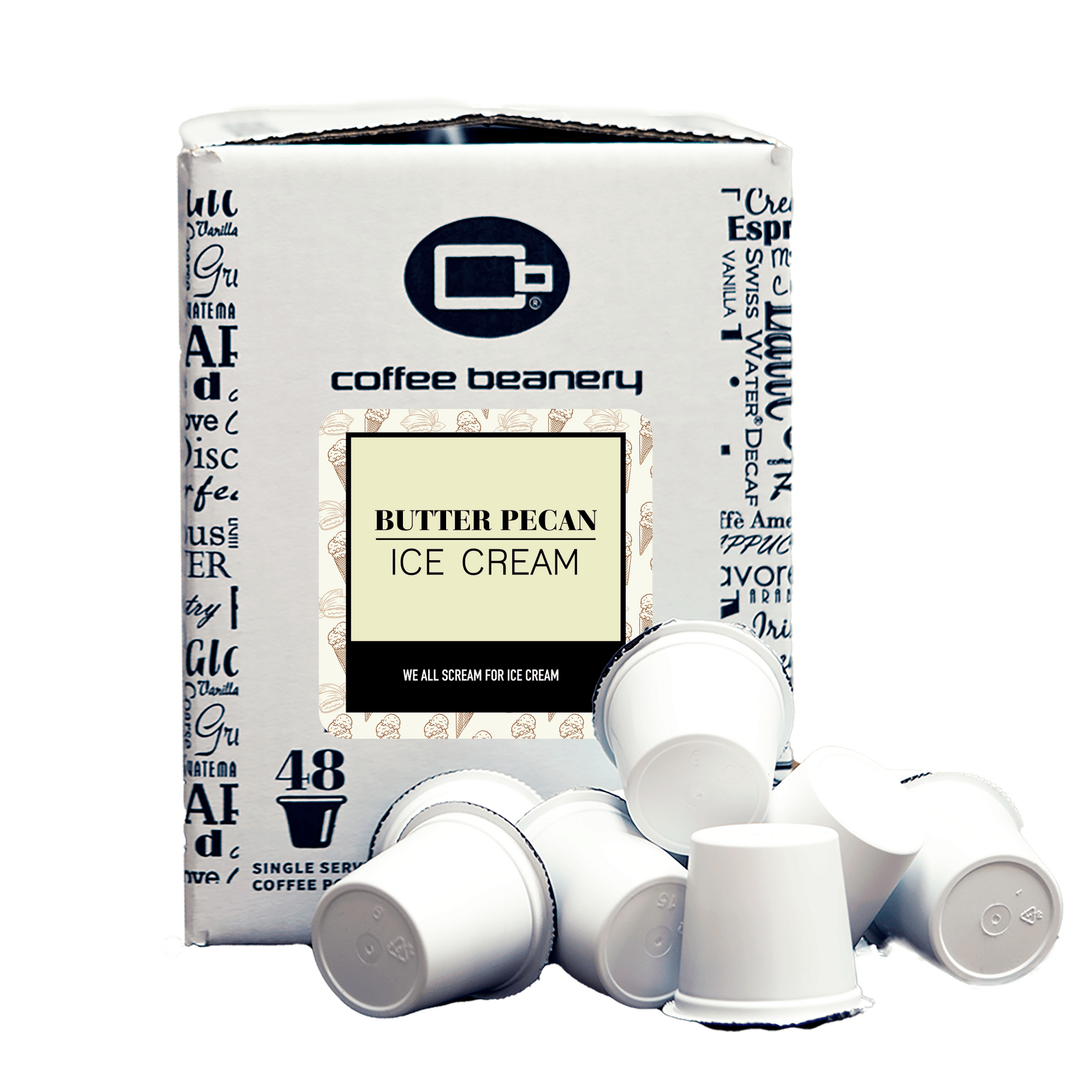 Free Standard Shipping* Flavored Coffee Pods Regular / 48ct Bulk Pods Butter Pecan Ice Cream Flavored Coffee Pods