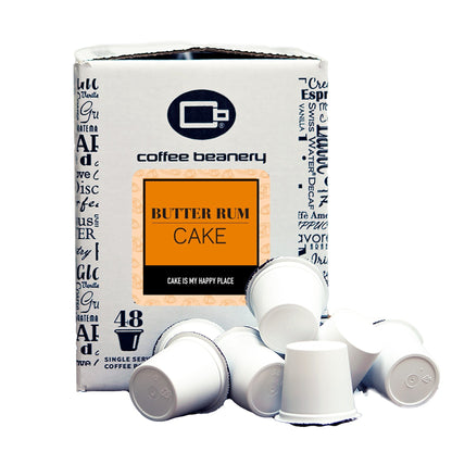 Free Standard Shipping* Flavored Coffee Pods Regular / 48ct Bulk Pods Butter Rum Cake Flavored Coffee Pods | Bulk