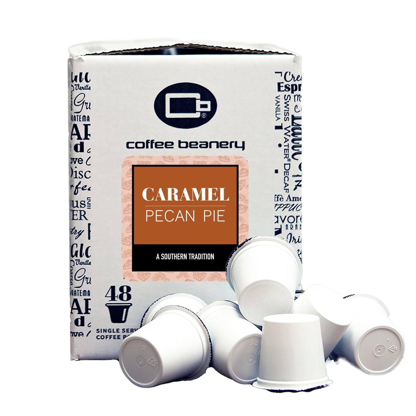 Free Standard Shipping* Flavored Coffee Pods Regular / 48ct Bulk Pods Caramel Pecan Pie Flavored Coffee Pods