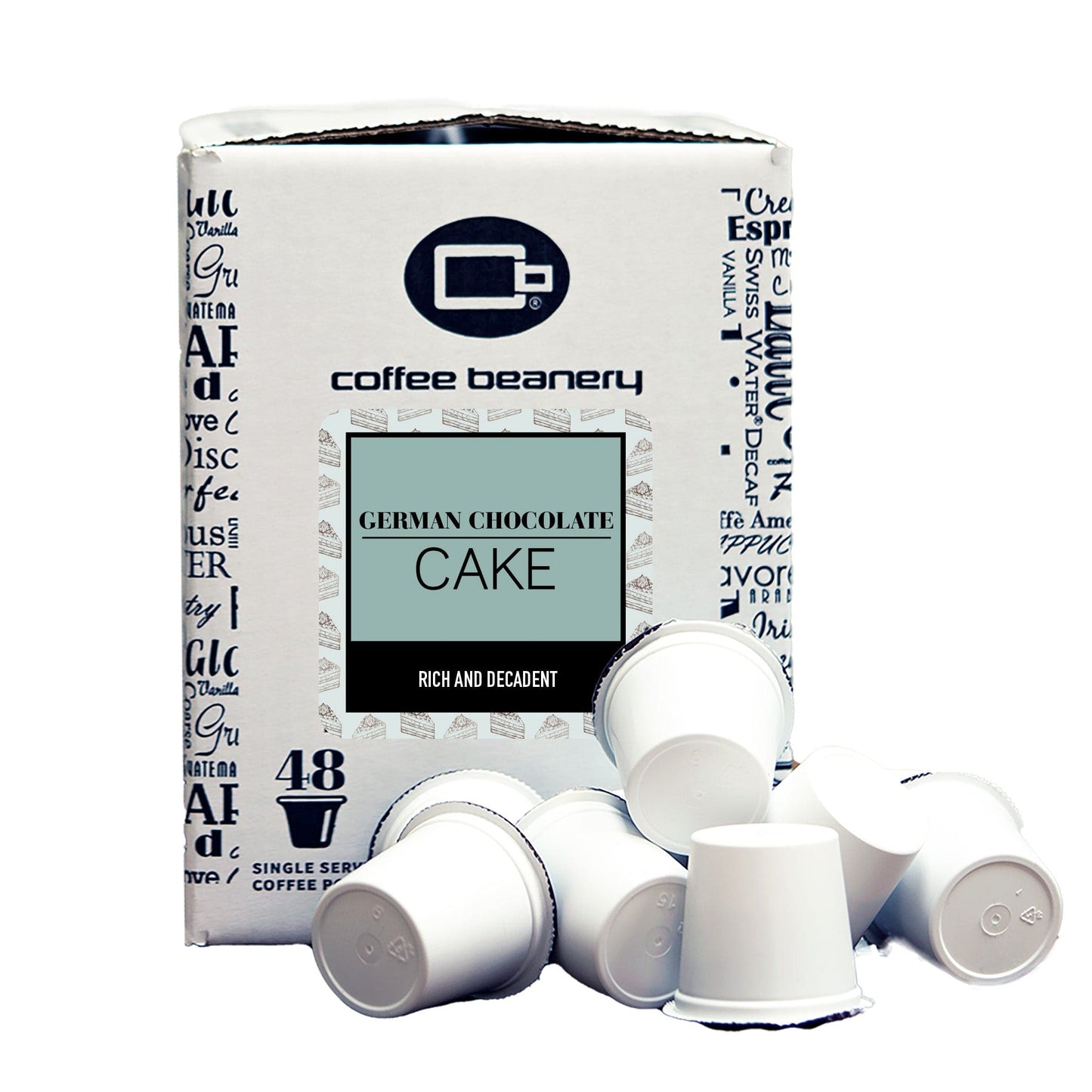 Free Standard Shipping* Flavored Coffee Pods Regular / 48ct Bulk Pods German Chocolate Cake Flavored Coffee Pods | Bulk