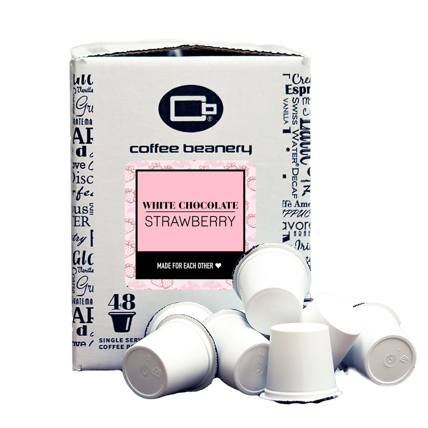 Free Standard Shipping* Flavored Coffee Pods Regular / 48ct Bulk Pods White Chocolate Strawberry Flavored Coffee Pods | Bulk