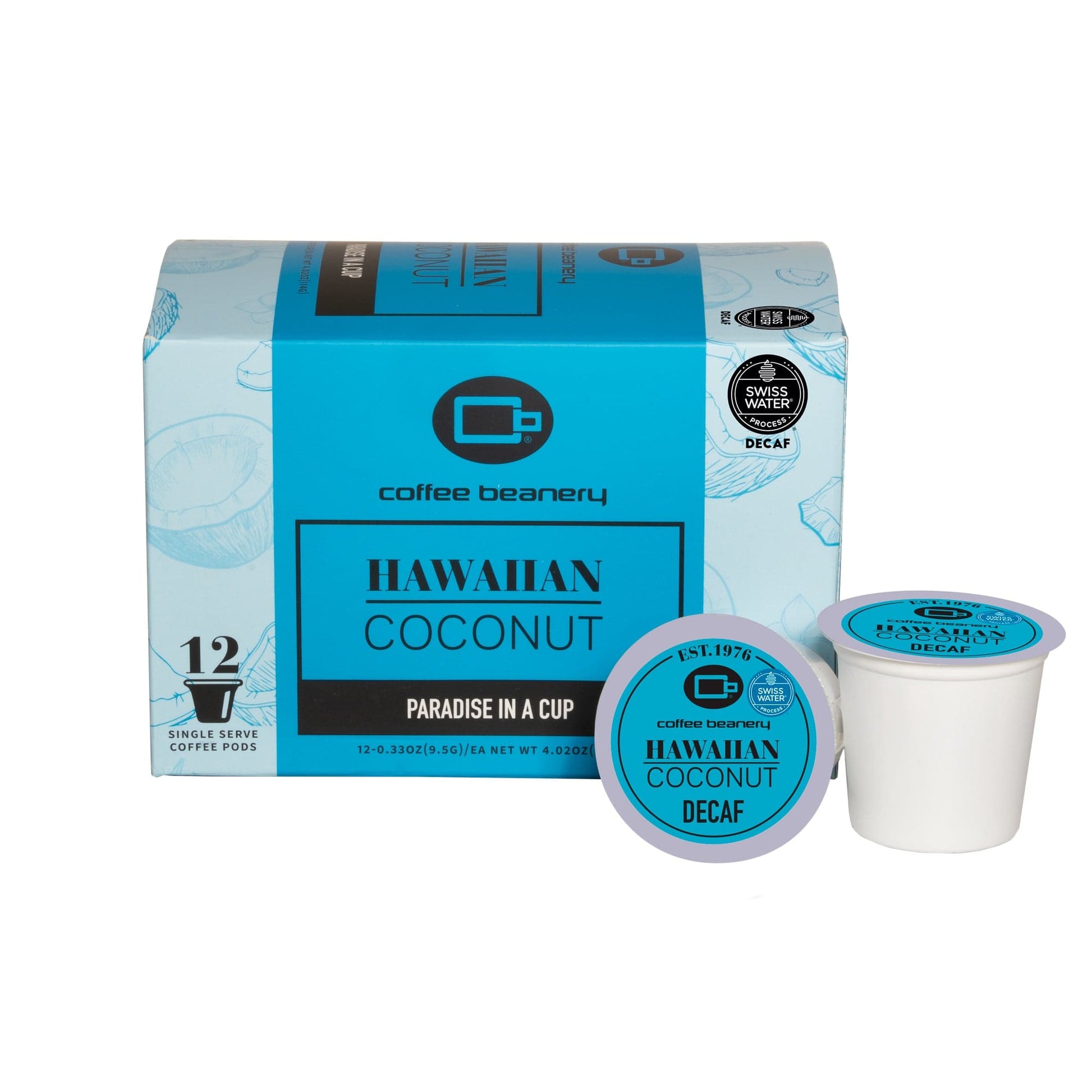 Free Standard Shipping* Flavored Decaf Coffee 12ct Pods / Automatic Drip Hawaiian Coconut Swiss Water Process Decaf Flavored Coffee