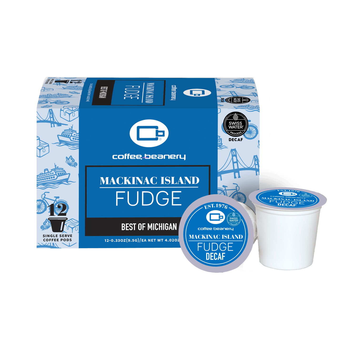 Free Standard Shipping* Flavored Decaf Coffee 12ct Pods / Automatic Drip Mackinac Island Fudge SWP Decaf Flavored Coffee