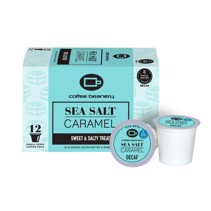 Free Standard Shipping* Flavored Decaf Coffee 12ct Pods / Automatic Drip Sea Salt Caramel Flavored Swiss Water Process Decaf Coffee