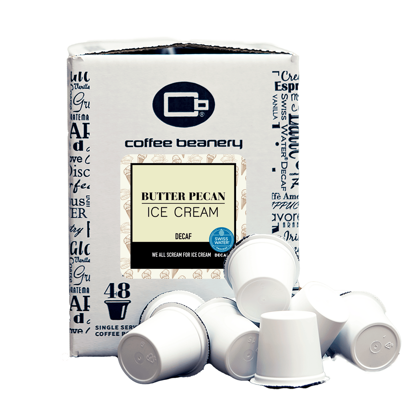Free Standard Shipping* Flavored Decaf Coffee 48ct Bulk Pods / Automatic Drip Butter Pecan Flavored Swiss Water Process Decaf Coffee