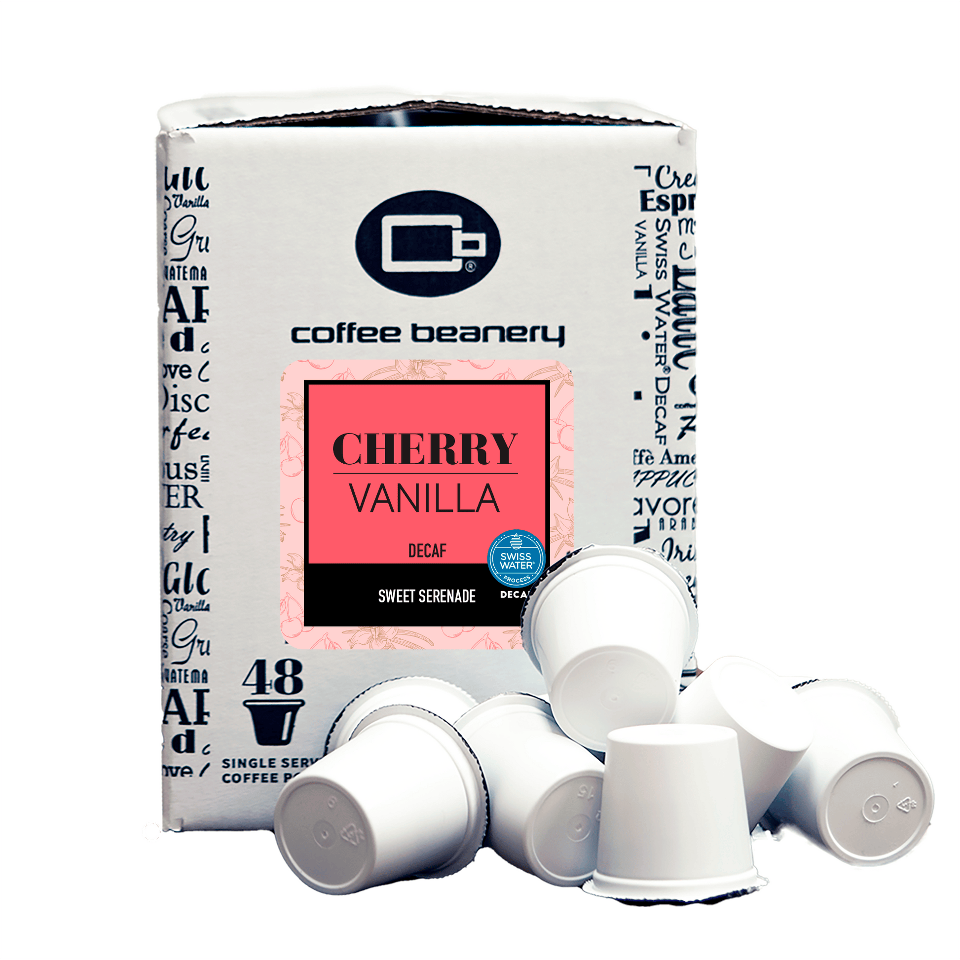 Free Standard Shipping* Flavored Decaf Coffee 48ct Bulk Pods / Automatic Drip Cherry Vanilla Flavored Swiss Water Process Decaf Coffee