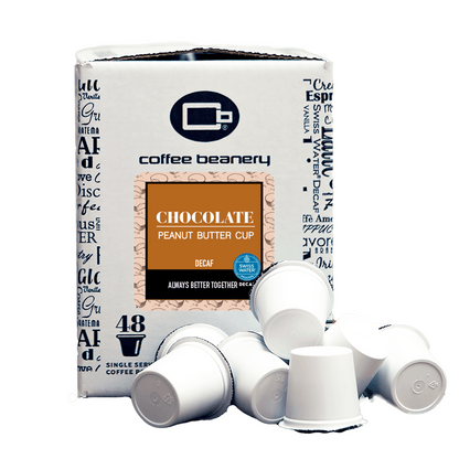 Free Standard Shipping* Flavored Decaf Coffee 48ct Bulk Pods / Automatic Drip Chocolate Peanut Butter Cup Flavored Swiss Water Process Decaf Coffee
