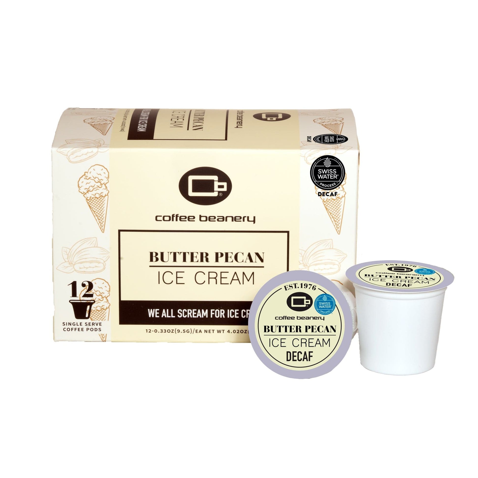 Free Standard Shipping* Flavored Decaf Coffee Pods 12ct Pods Butter Pecan Ice Cream Flavored Decaf Coffee Pods