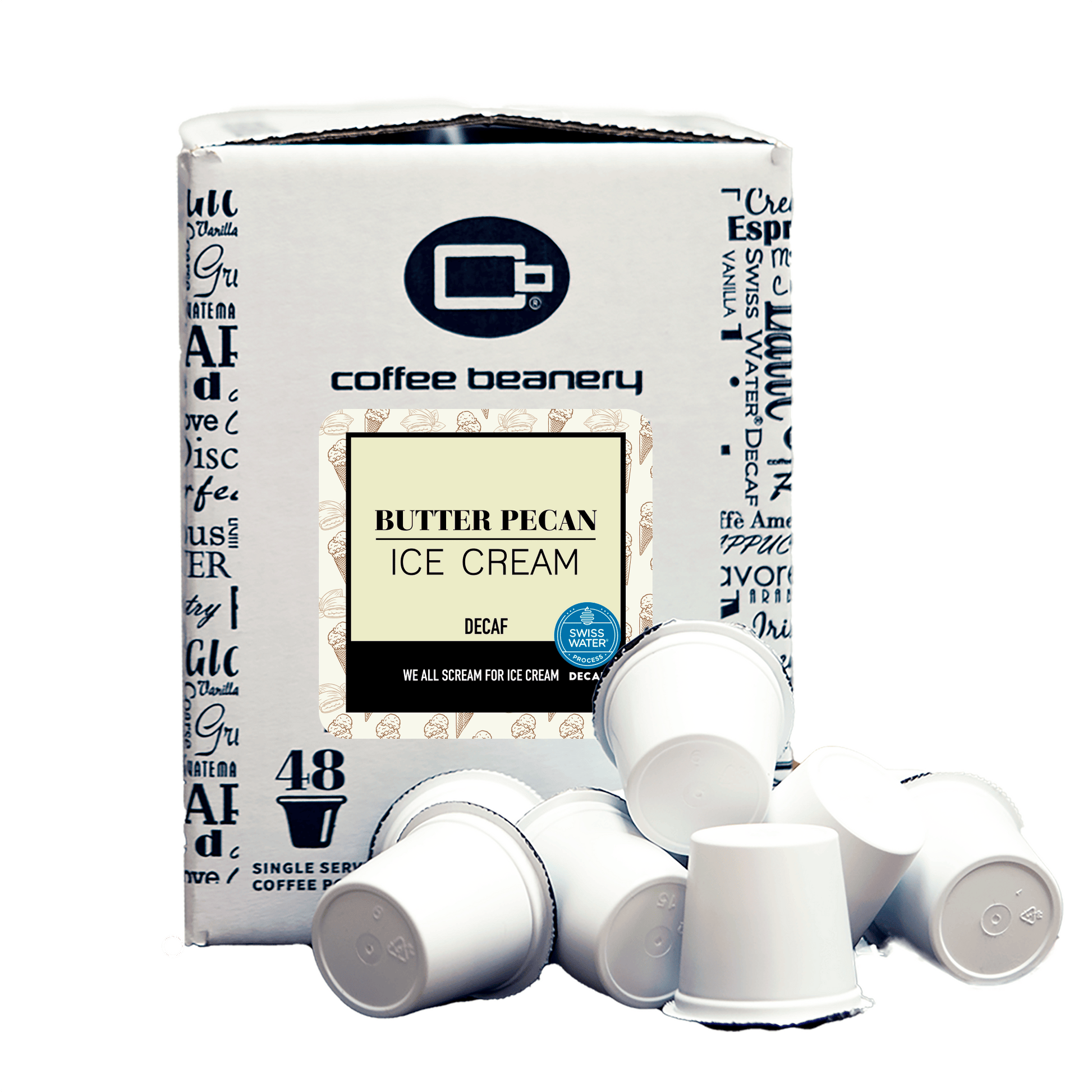 Free Standard Shipping* Flavored Decaf Coffee Pods 48ct Bulk Pods Butter Pecan Ice Cream Flavored Decaf Coffee Pods