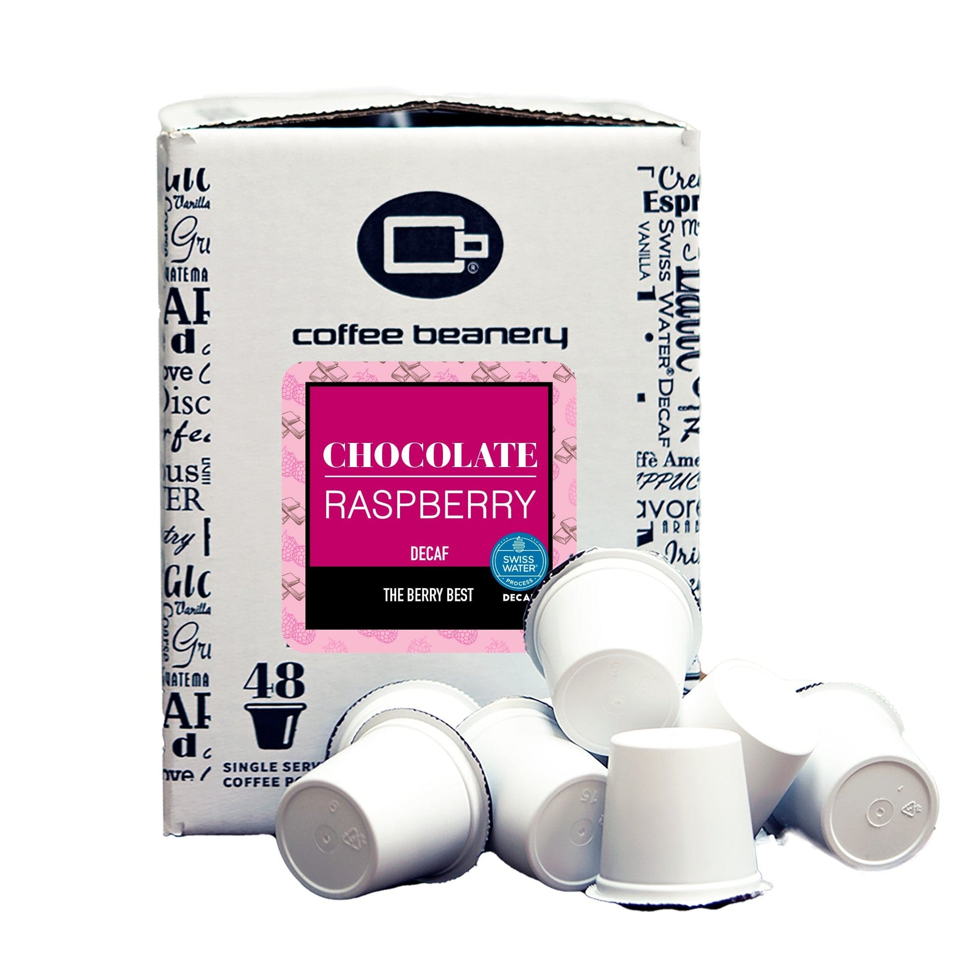 Free Standard Shipping* Flavored Decaf Coffee Pods 48ct Bulk Pods Chocolate Raspberry Flavored Decaf Coffee Pods