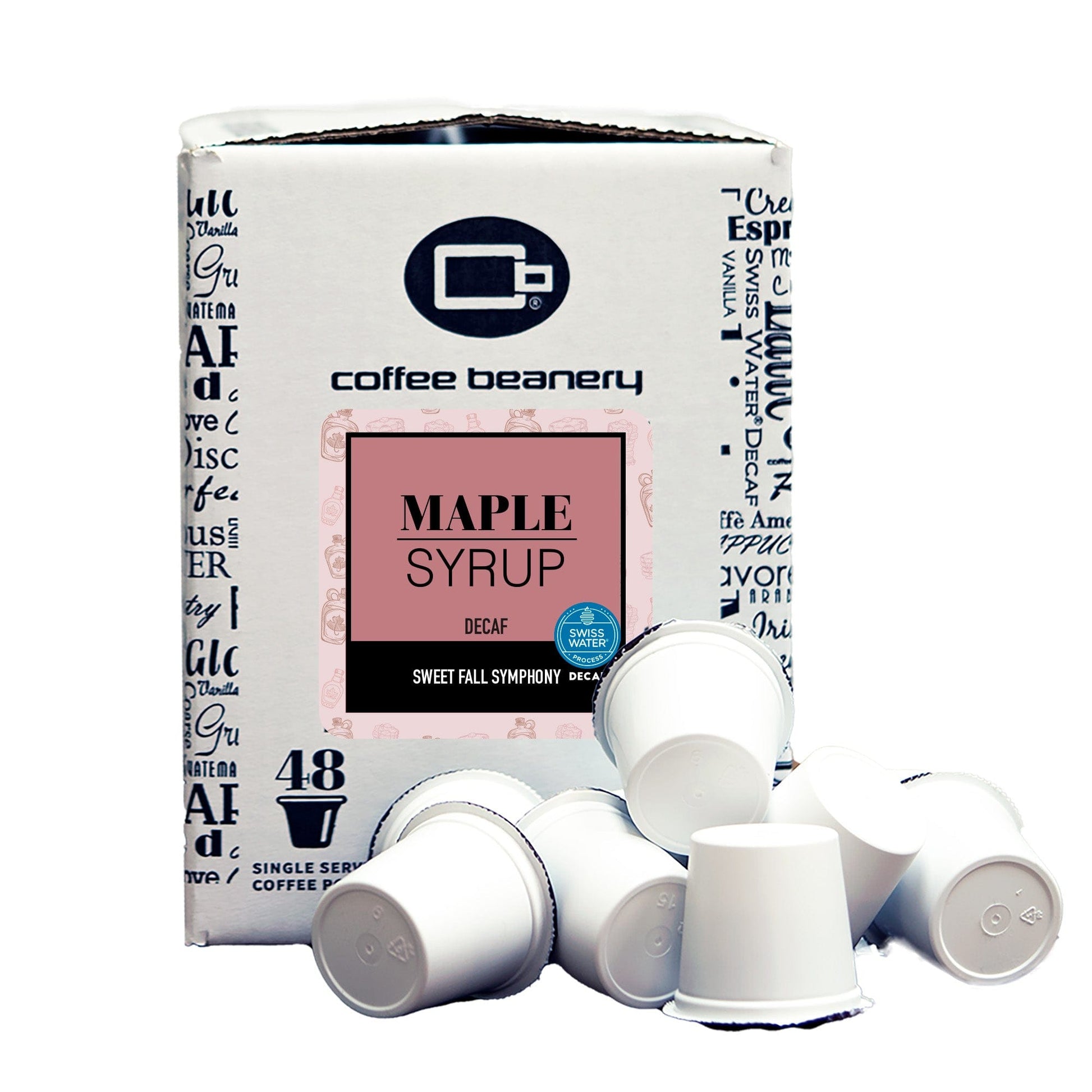 Free Standard Shipping* Flavored Decaf Coffee Pods 48ct Bulk Pods Maple Syrup Flavored Decaf Coffee Pods
