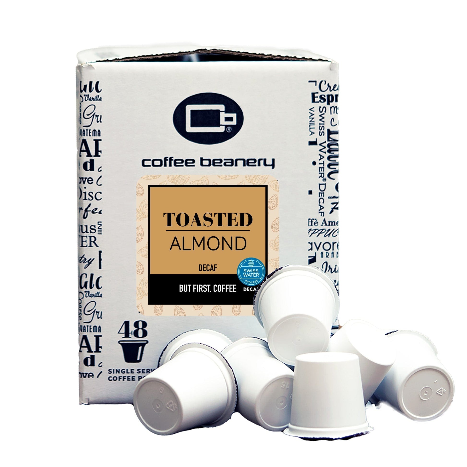 Free Standard Shipping* Flavored Decaf Coffee Pods 48ct Bulk Pods Toasted Almond Flavored Decaf Coffee Pods