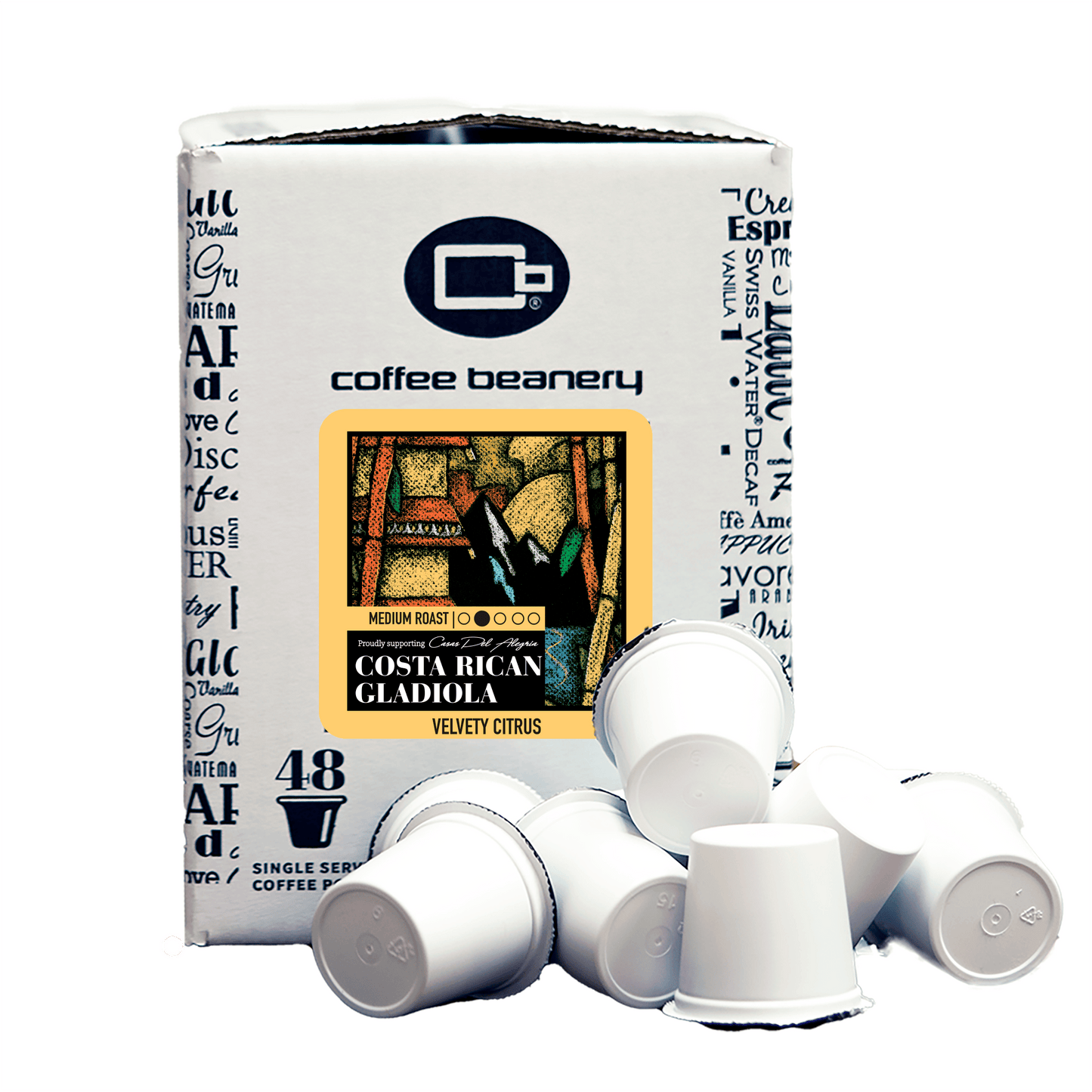 Free Standard Shipping* Specialty Coffee 48ct Bulk Pods Costa Rican Gladiola Specialty Coffee Pods | Bulk