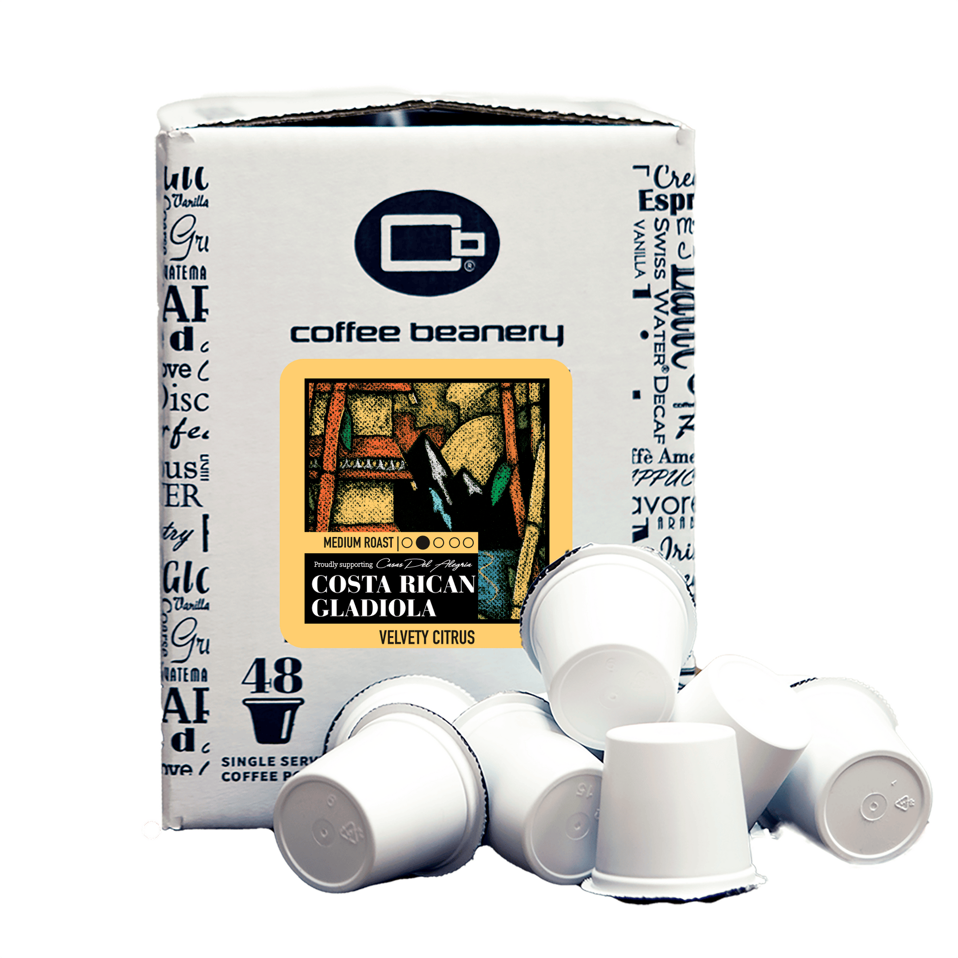 Free Standard Shipping* Specialty Coffee 48ct Bulk Pods Costa Rican Gladiola Specialty Coffee Pods | Bulk
