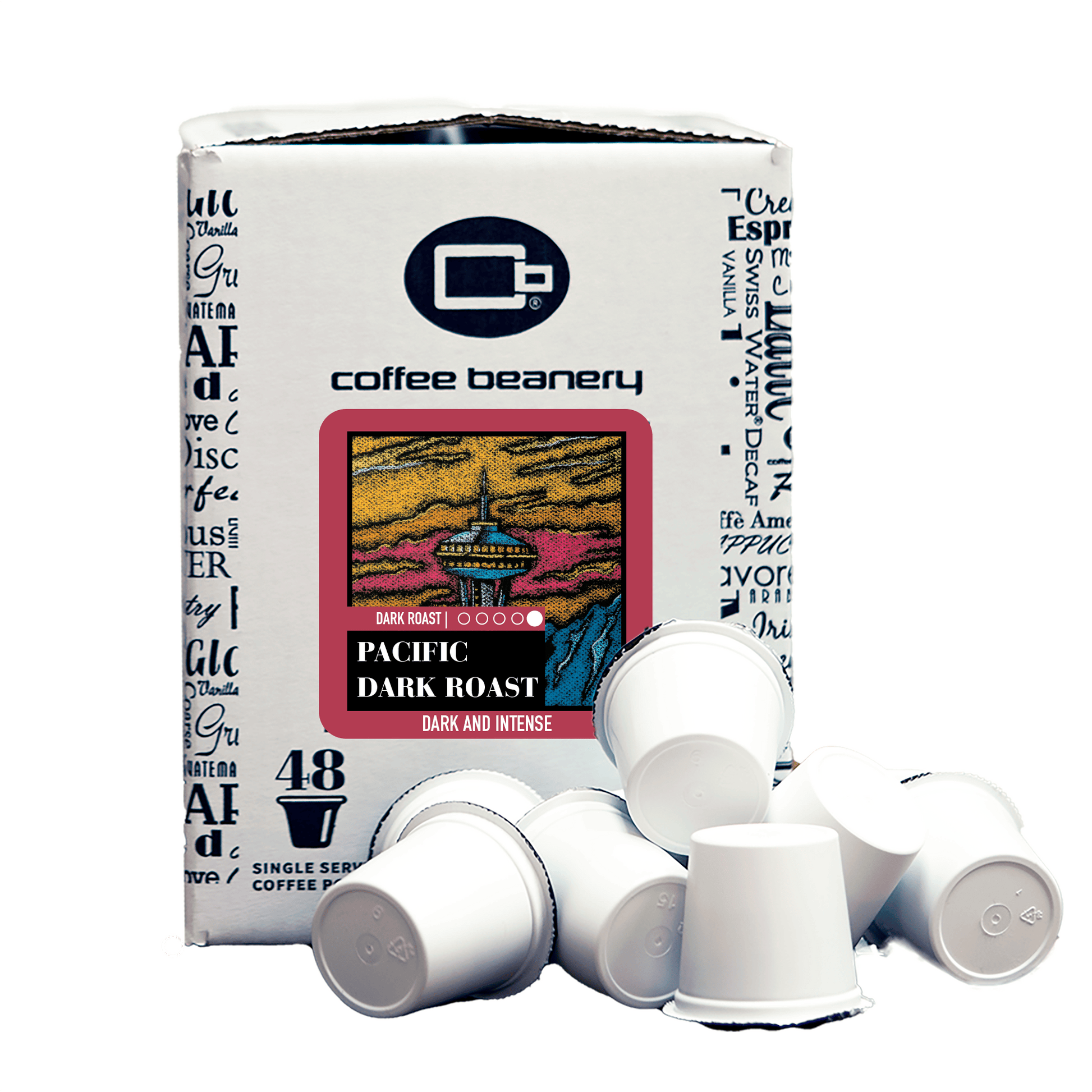 Free Standard Shipping* Specialty Coffee Pods 48ct Bulk Pods Pacific Dark Roast Specialty Coffee Pods | Bulk