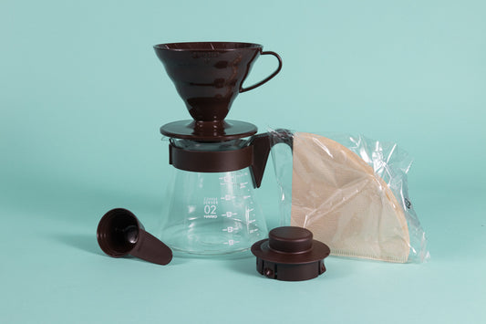 Hario USA Brew Set Chocolate Brown / 02 V60 Pour Over Coffee Starter Set