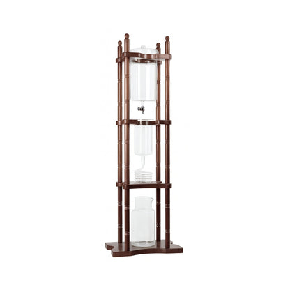 Nispira Coffee Maker Brown Nispira Cold Brew Drip Tower Iced Coffee Maker Glass Wooden Stand 25 Cups