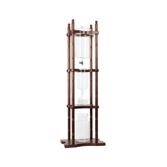 Nispira Coffee Maker Brown Nispira Cold Brew Drip Tower Iced Coffee Maker Glass Wooden Stand 25 Cups