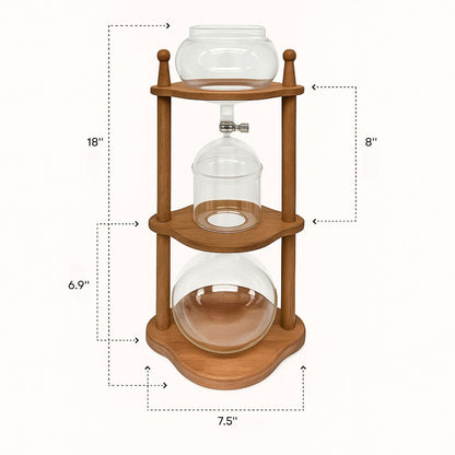 Nispira Coffee Maker Nispira Cold Brew coffee Maker Ice Coffee Drip Machine with Advanced Slow Drip Technology Borosilicate Glass with Wood Tower, 6-8 Cup, Brown