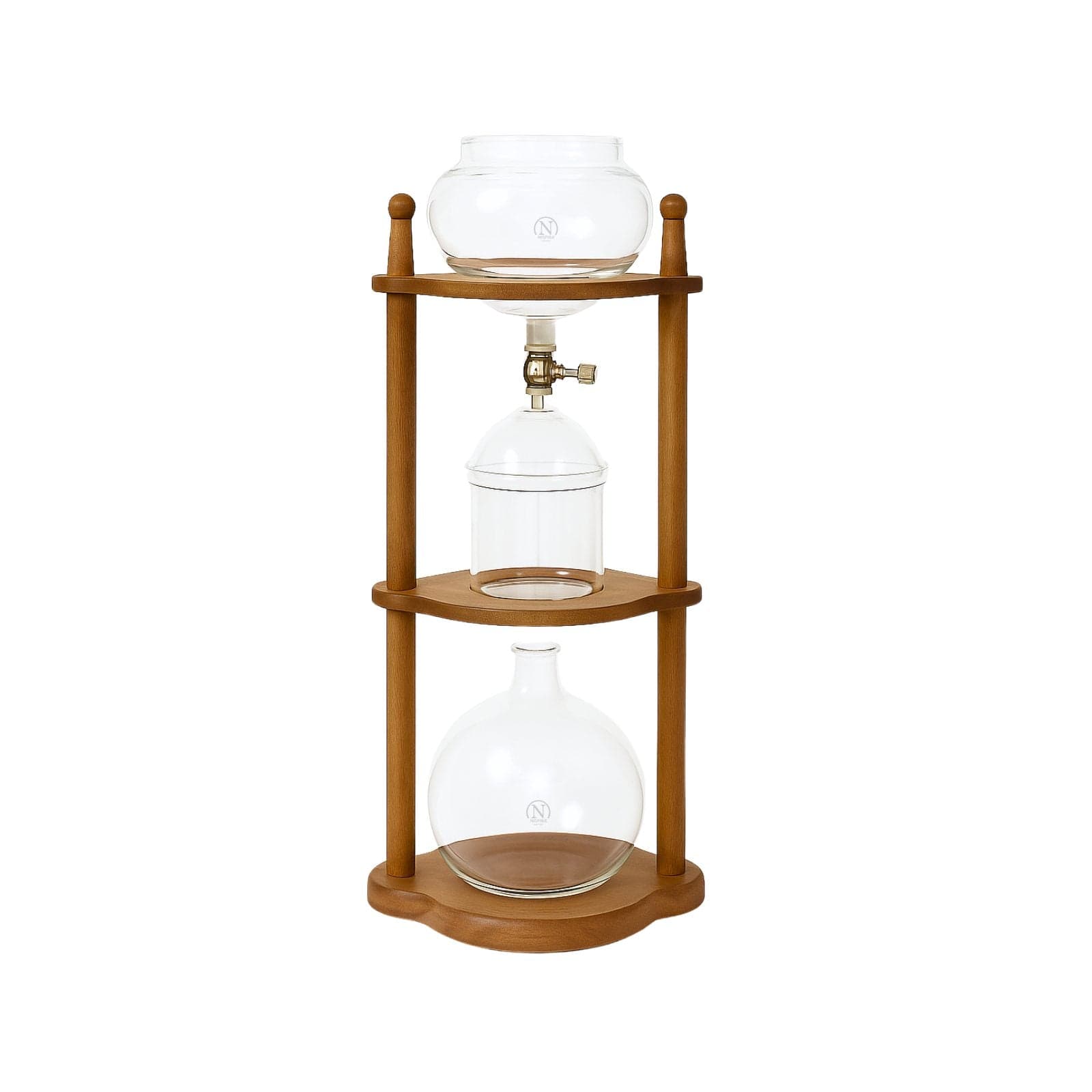 Nispira Coffee Maker Nispira Cold Brew coffee Maker Ice Coffee Drip Machine with Advanced Slow Drip Technology Borosilicate Glass with Wood Tower, 6-8 Cup, Brown