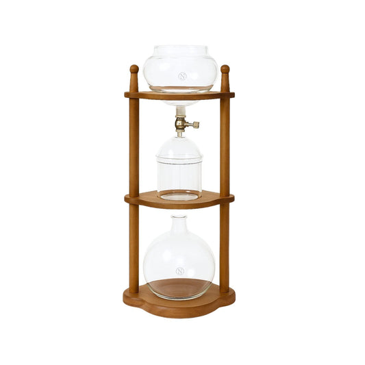 Nispira Coffee Maker Nispira Cold Brew coffee Maker Ice Coffee Drip Machine with Advanced Slow Drip Technology Borosilicate Glass with Wood Tower, 6-8 Cup, Brown
