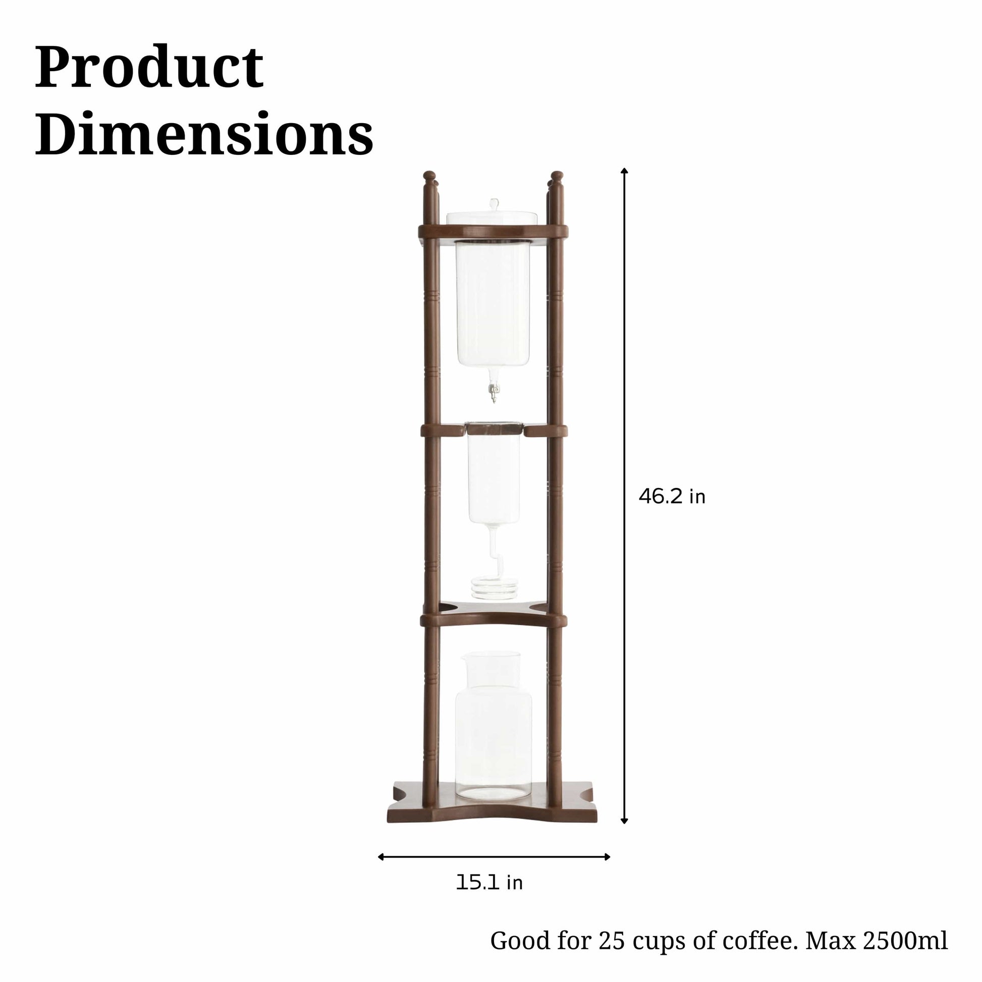 Nispira Coffee Maker Nispira Cold Brew Drip Tower Iced Coffee Maker Glass Wooden Stand 25 Cups