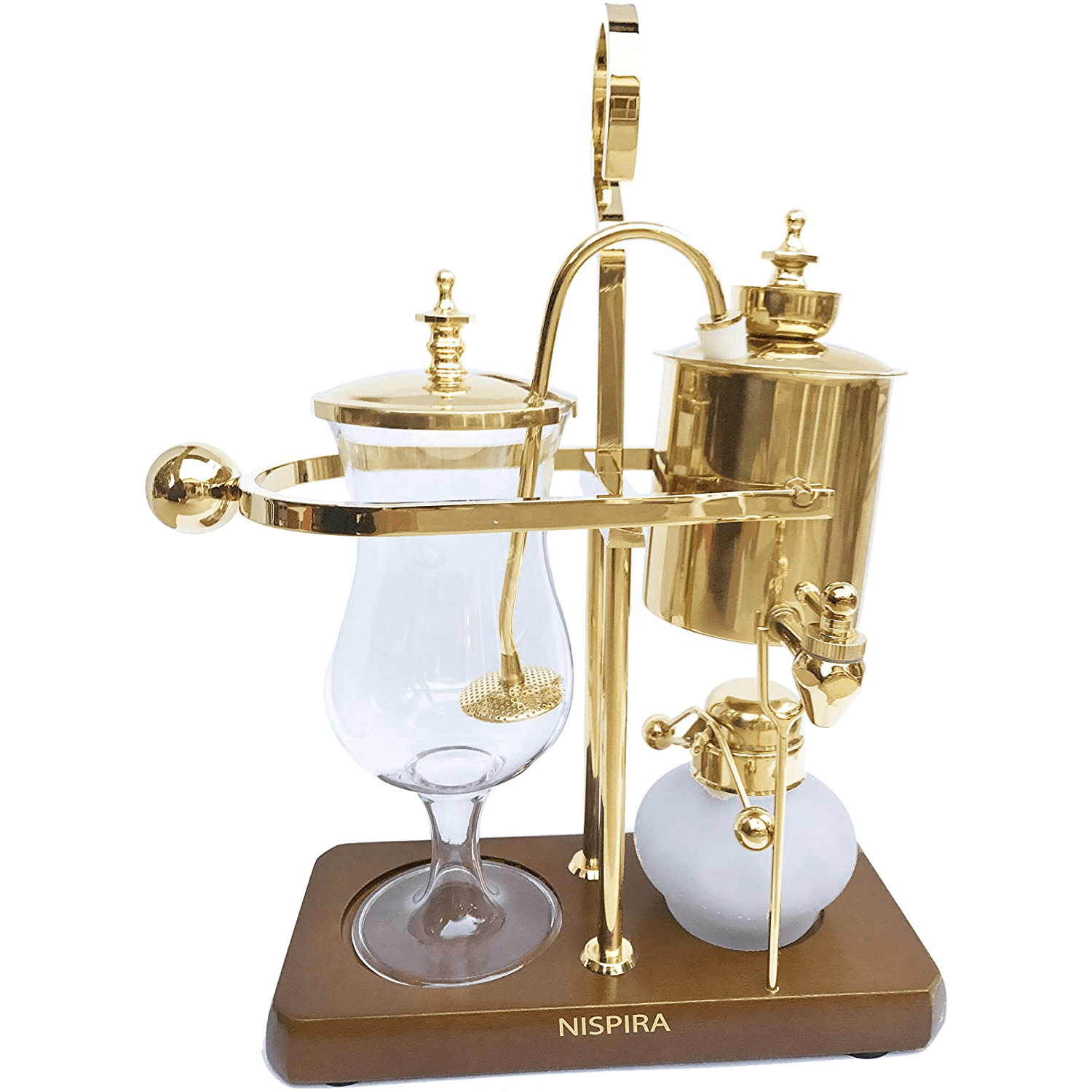 Nispira Coffee Nispira Vintage Belgium Royal Balance Syphon Siphon Coffee Maker, Gold